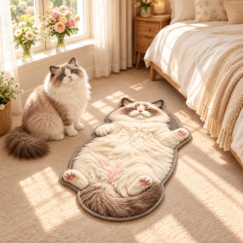 Chubby Tabby Cat Shaped Rug 🐱🤎