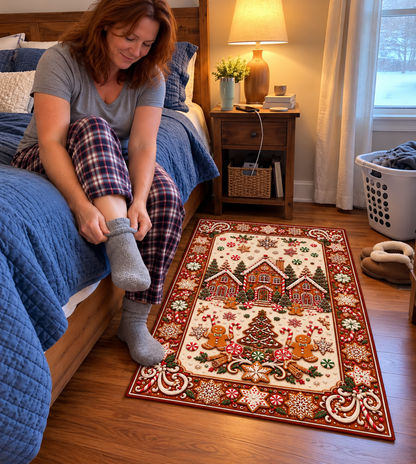 🎄 Christmas Holiday Optical Illusion Rug, Festive Winter Non-Slip Carpet for Living Room Decor ❄️