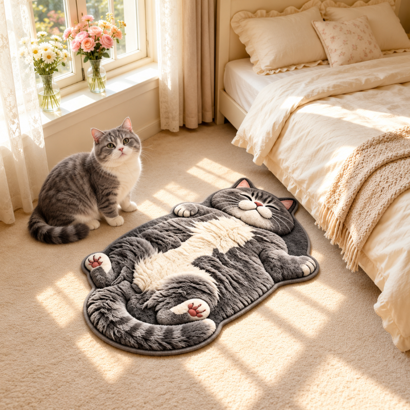 Chubby Tabby Cat Shaped Rug 🐱🤎