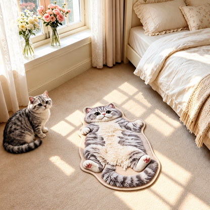 Chubby Tabby Cat Shaped Rug 🐱🤎