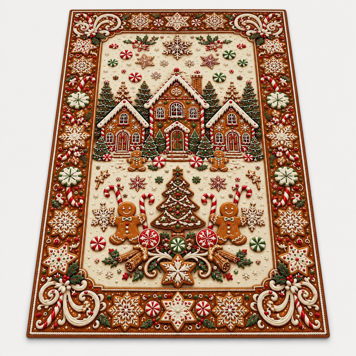 🎄 Christmas Holiday Optical Illusion Rug, Festive Winter Non-Slip Carpet for Living Room Decor ❄️