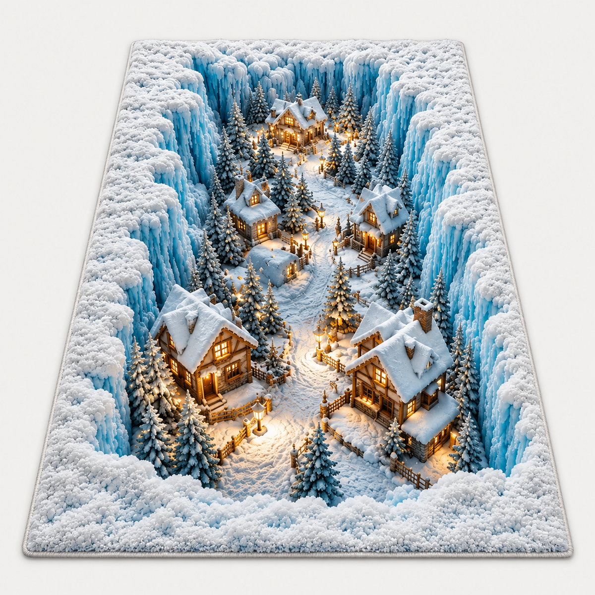 🎄 Christmas Holiday Optical Illusion Rug, Festive Winter Non-Slip Carpet for Living Room Decor ❄️