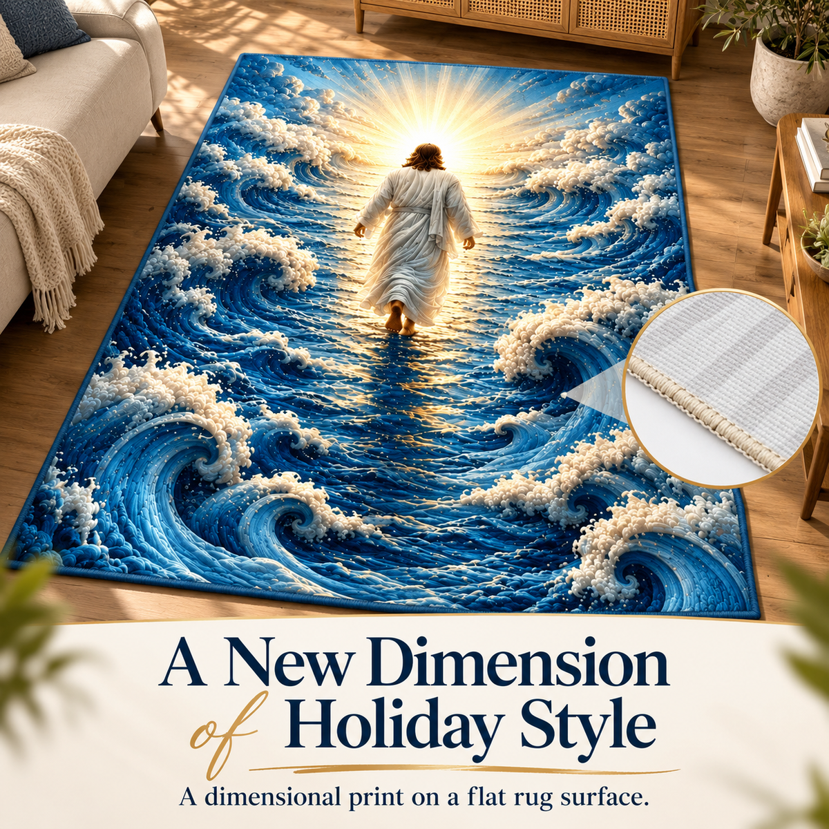 🎄 Christmas Holiday Optical Illusion Rug, Festive Winter Non-Slip Carpet for Living Room Decor ❄️