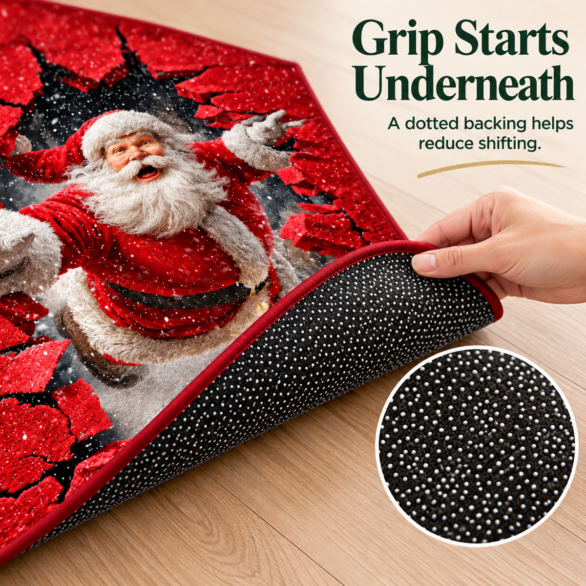 🎄 Christmas Holiday Optical Illusion Rug, Festive Winter Non-Slip Carpet for Living Room Decor ❄️
