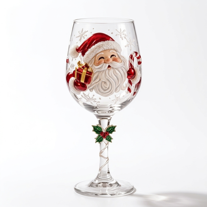 🎄 Set of 6 Christmas  Glass Goblets – Festive Holiday Drinkware Gift Set