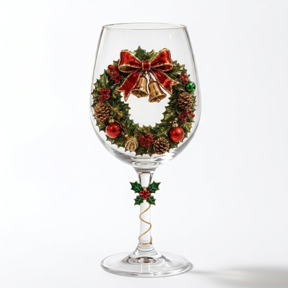 🎄 Set of 6 Christmas  Glass Goblets – Festive Holiday Drinkware Gift Set