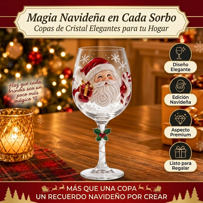 🎄 Set of 6 Christmas  Glass Goblets – Festive Holiday Drinkware Gift Set